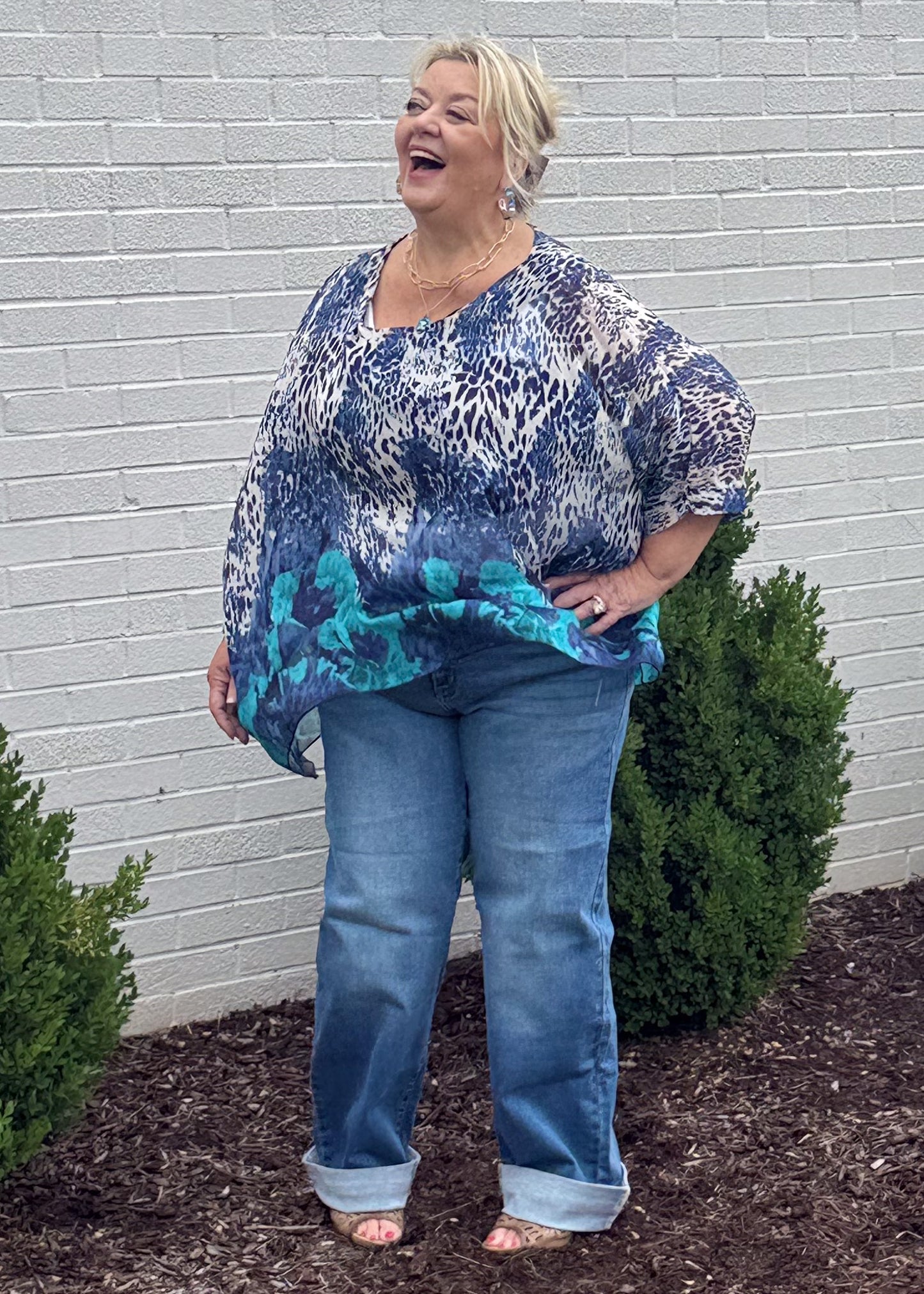 High Rise Cuffed Wide Leg Jean