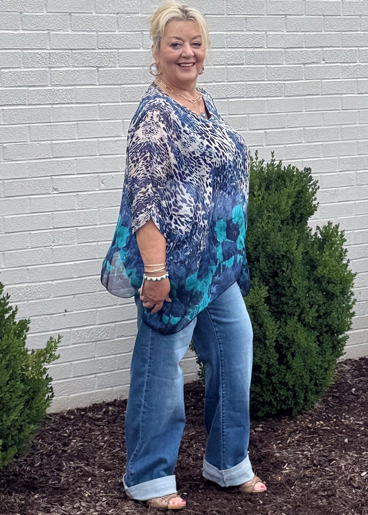 Graceful Flow Cape Sleeve Blouse