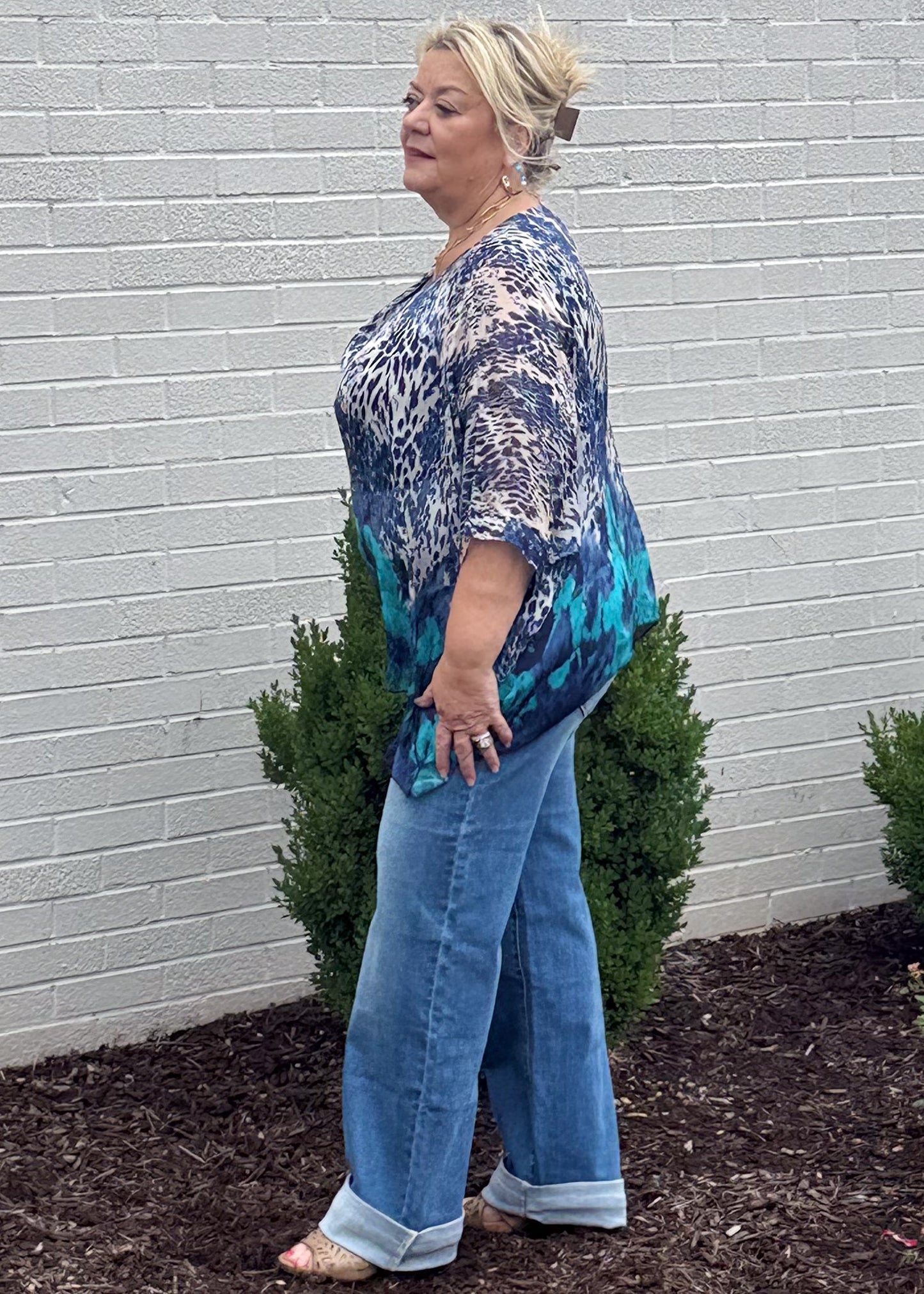 Graceful Flow Cape Sleeve Blouse