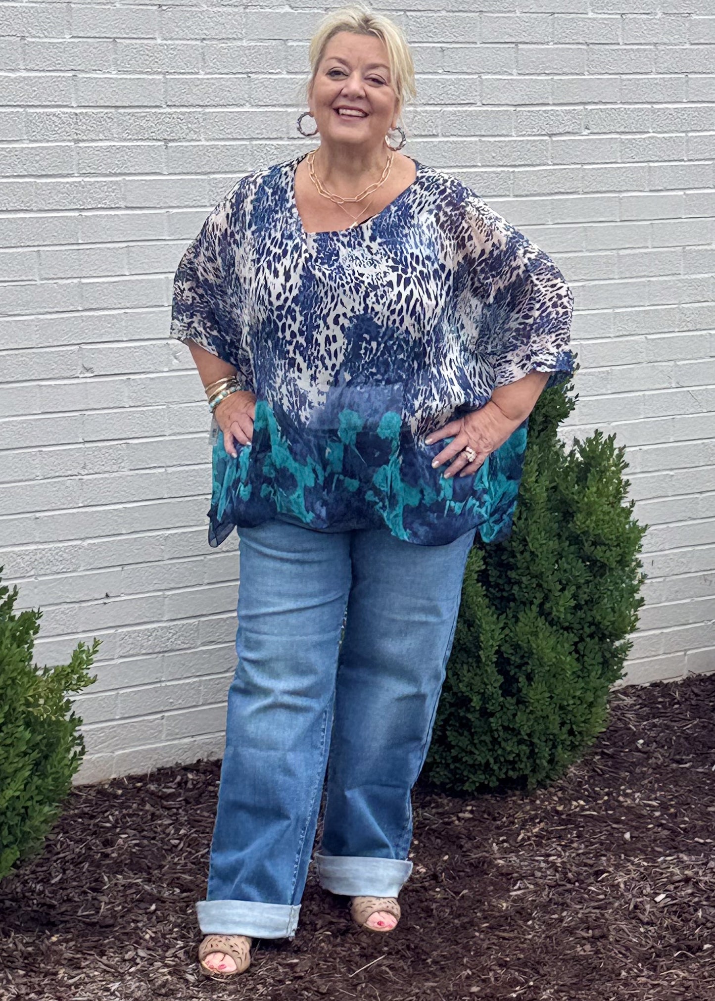 Graceful Flow Cape Sleeve Blouse