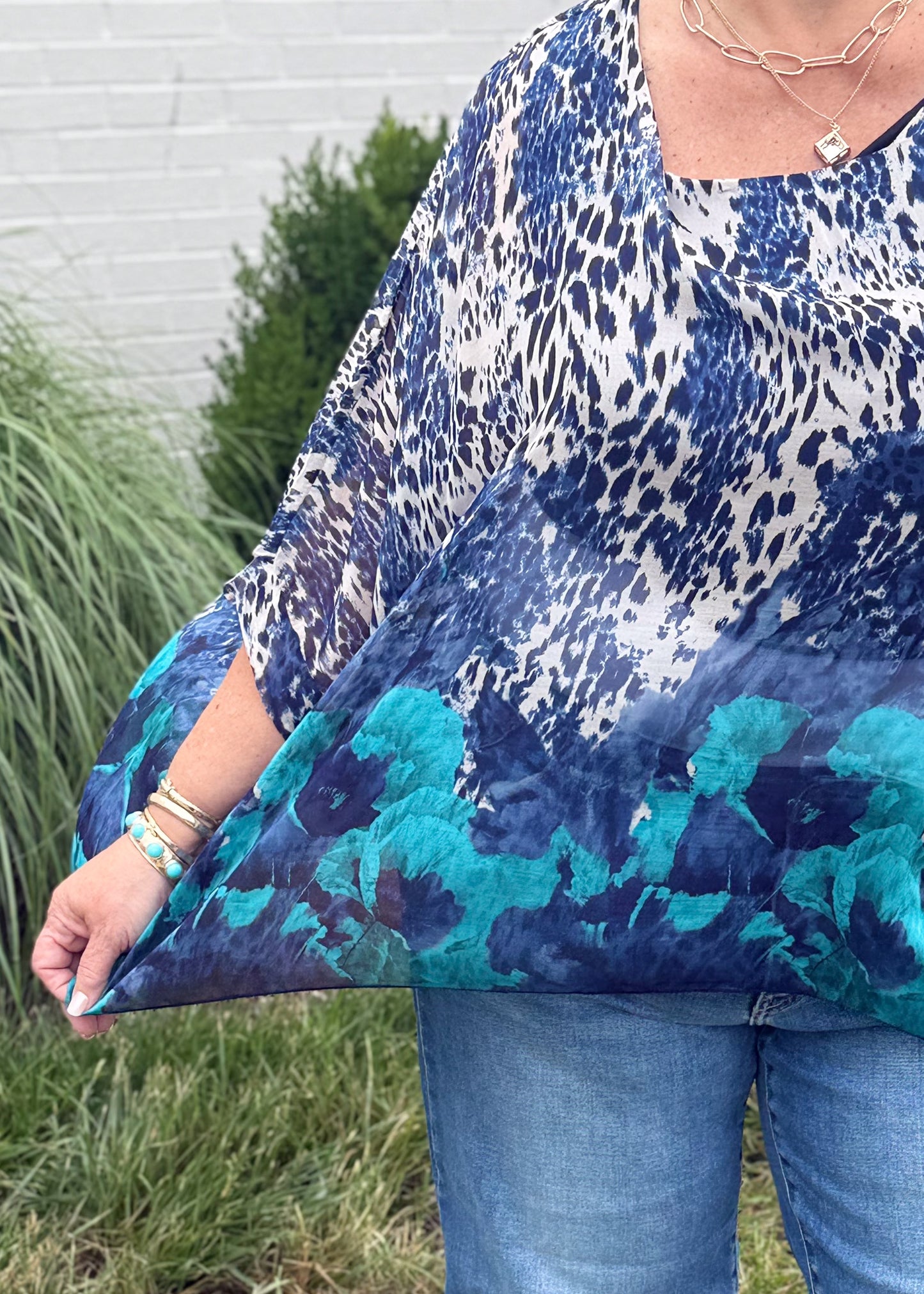 Graceful Flow Cape Sleeve Blouse