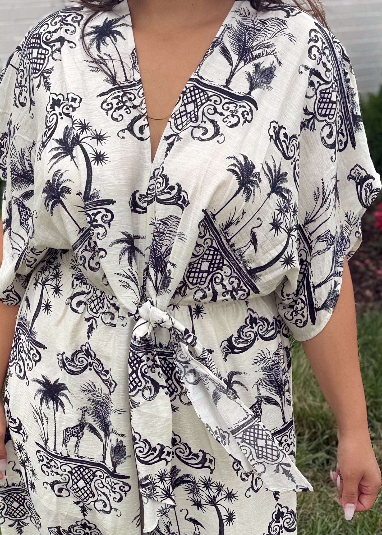Palm Noir Tie Jumpsuit