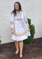Ivory Mosaic 3/4 Sleeve Dress