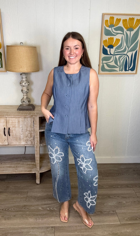 Garden Emblem Wide Leg Pants