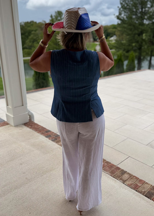 Pinstripe Denim Vest