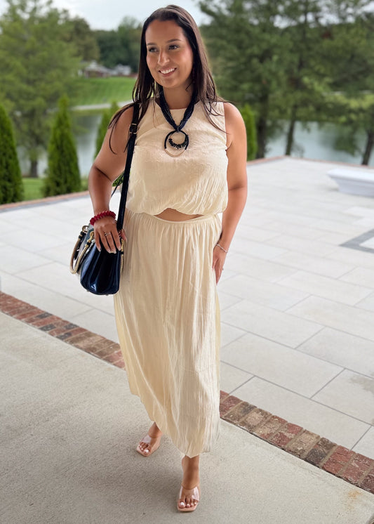 Crinkle Bubble Top with Skirt