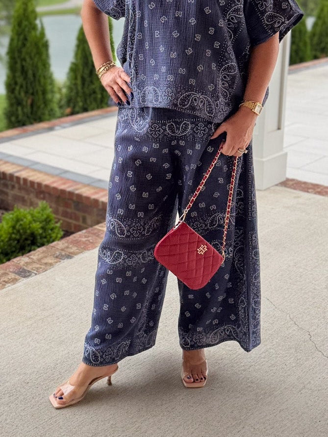 Navy Bandana Flow Pants