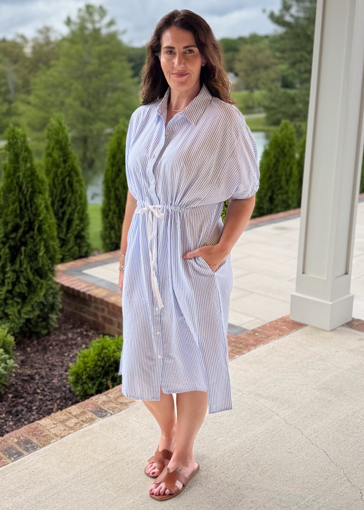 Seaside Stripe Shirt Dress