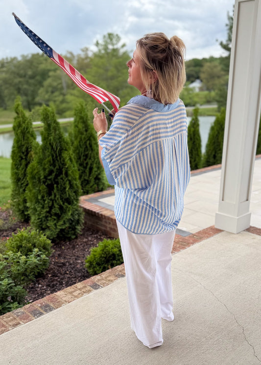 Harbor Stripe Collared Top