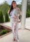 Blue Paisley Tie Flare Pants