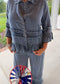 Ruffled Chambray Button-Up