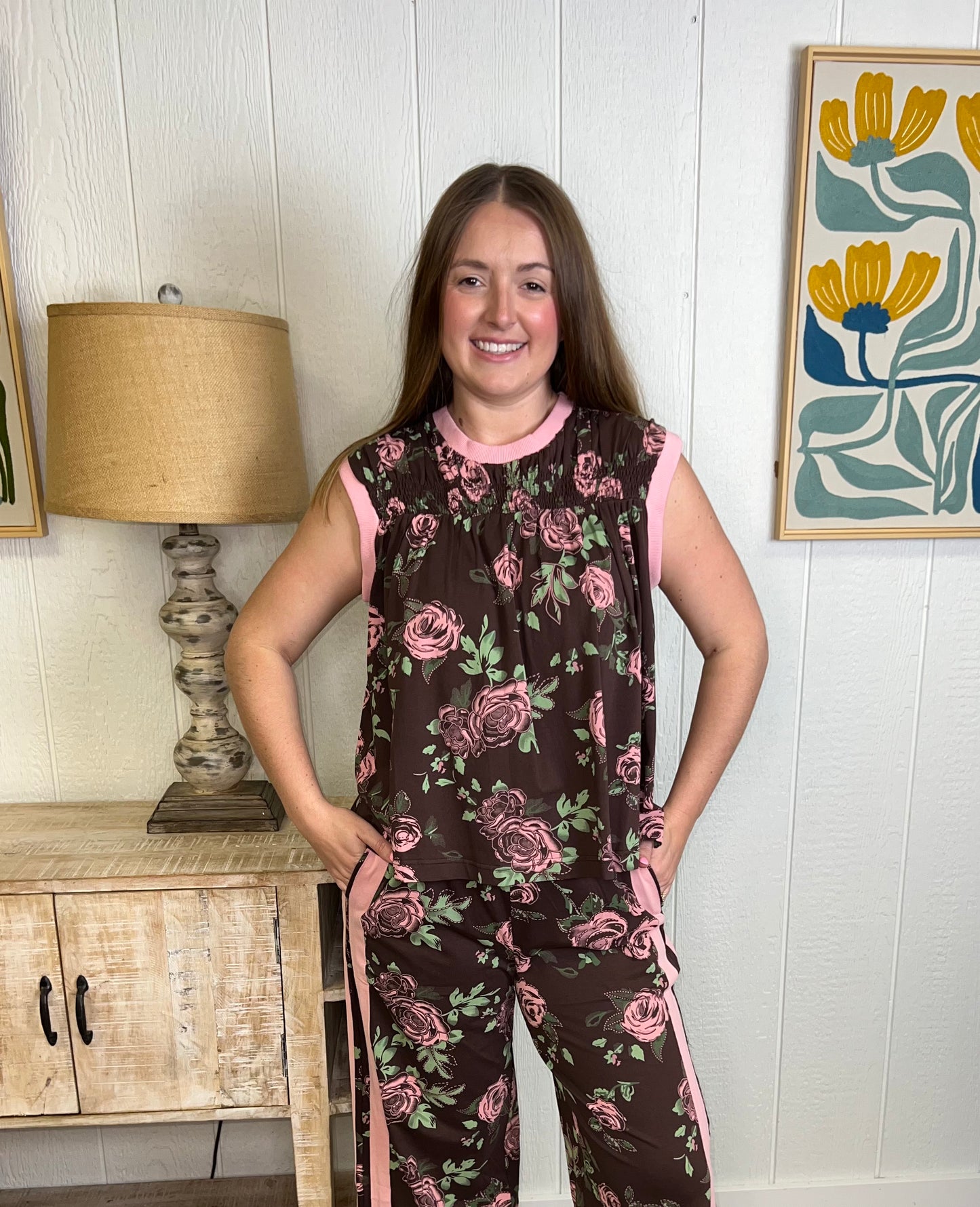 Chocolate Bloom Smocked Top