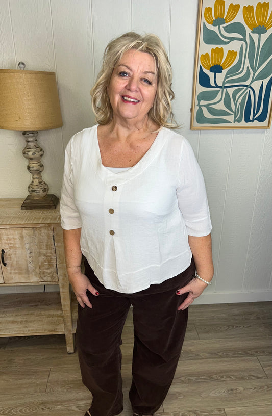 Classic Charm Linen Top