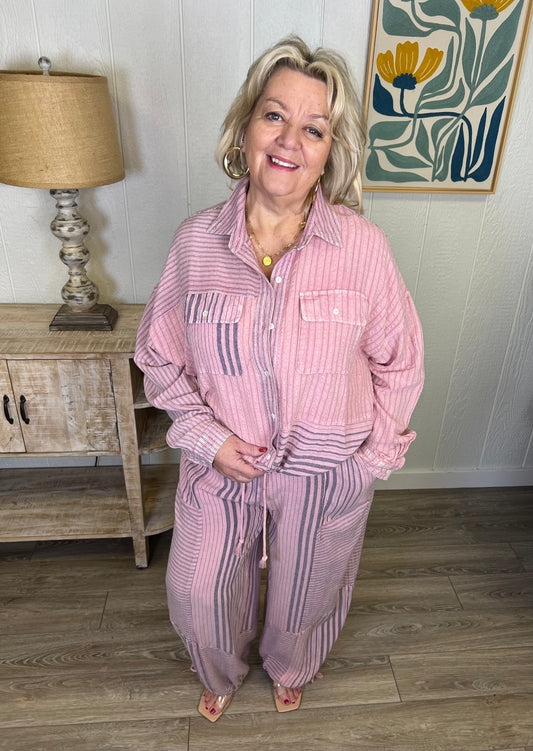 Rose Stripe Statement Set