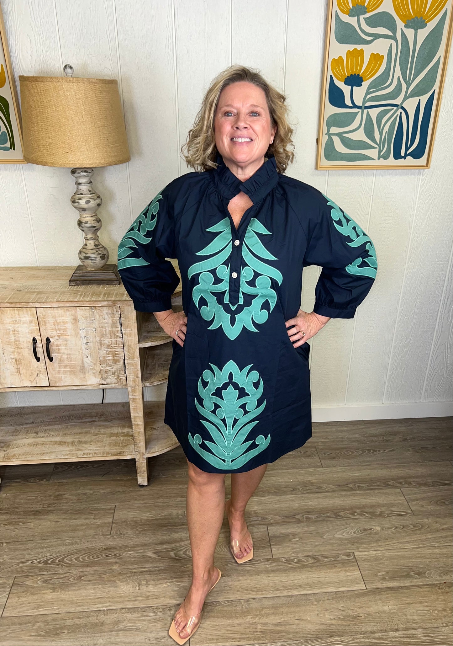 Regal Appliqué Midi Dress