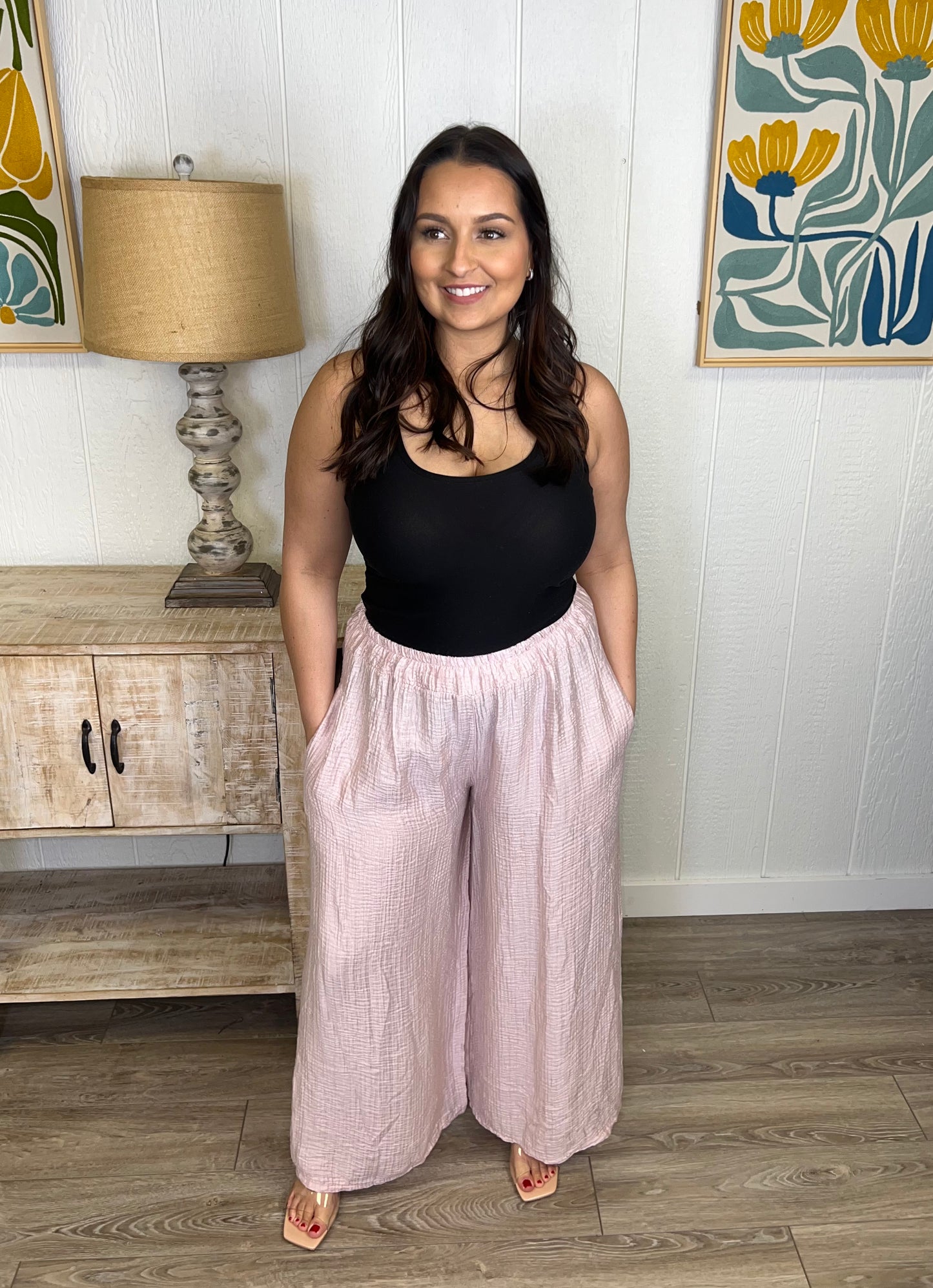 Blush Texture Drawstring Pants