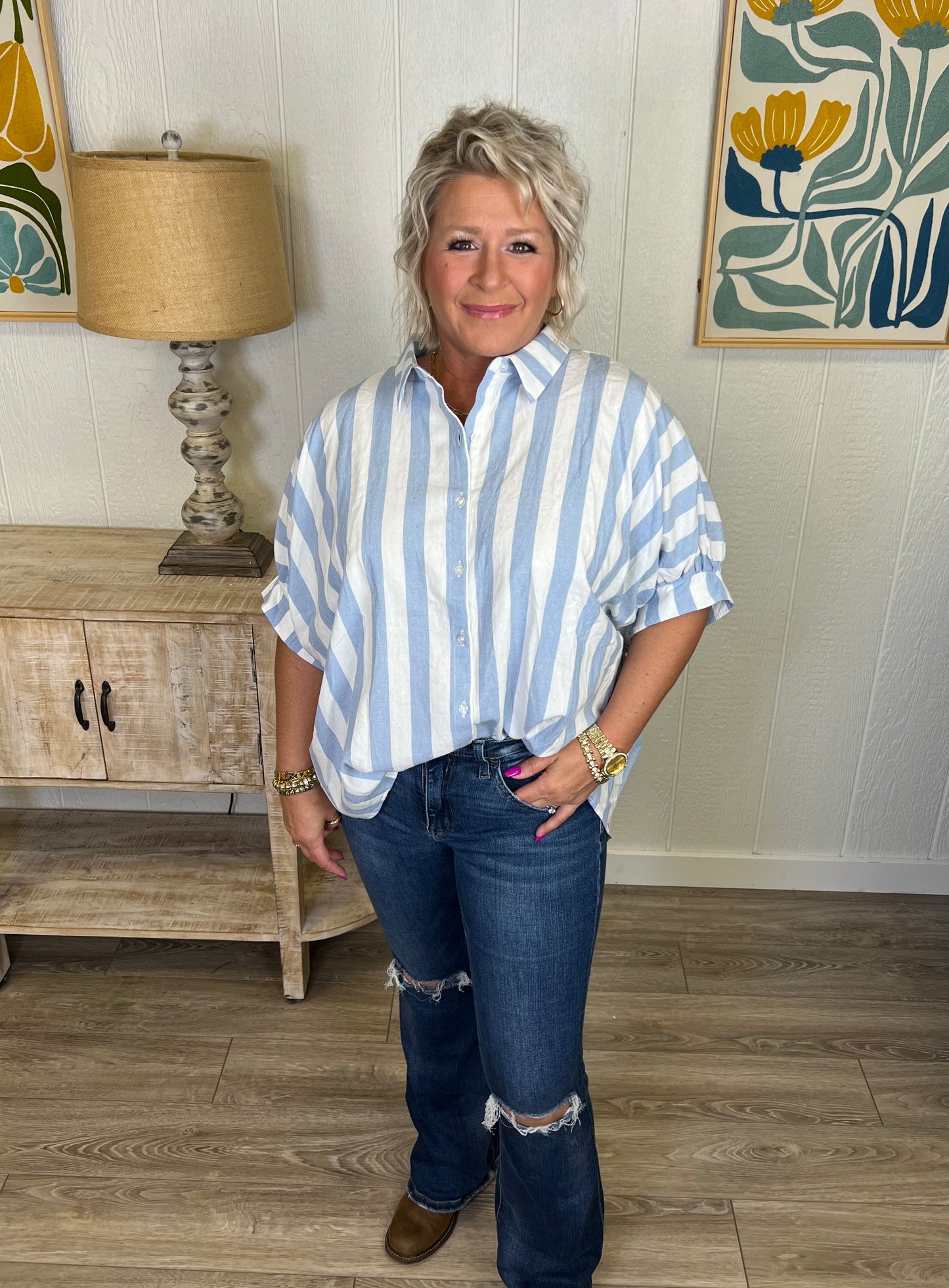 Sky Stripe Button Down