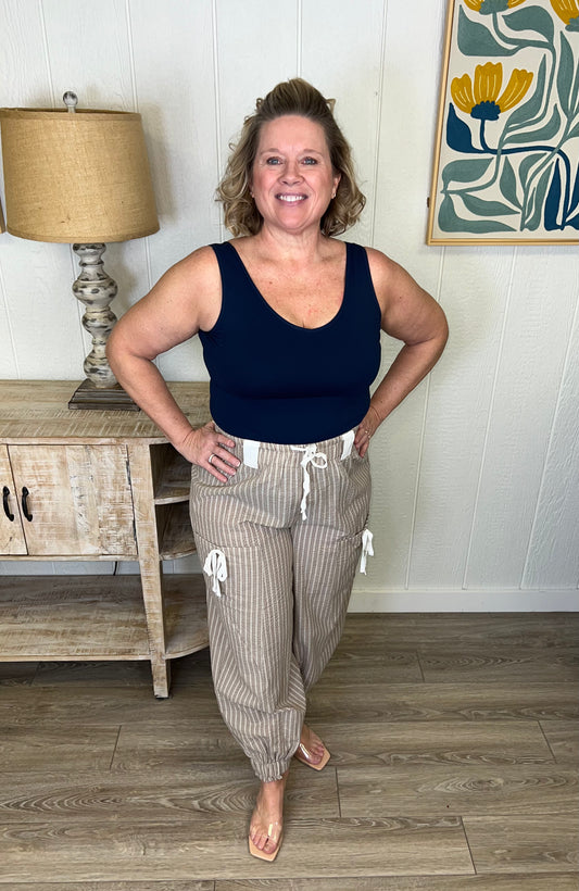 Sand Stripe Cinch Pants