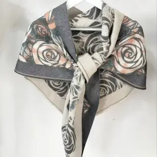 Rose Pattern Triangle Scarf