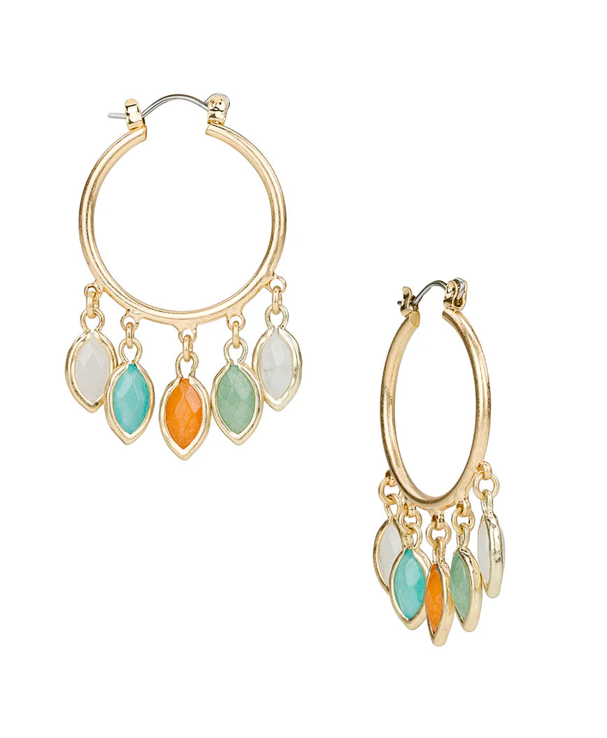 Hoop Dangle Earrings-Semi Precious Stone Collection