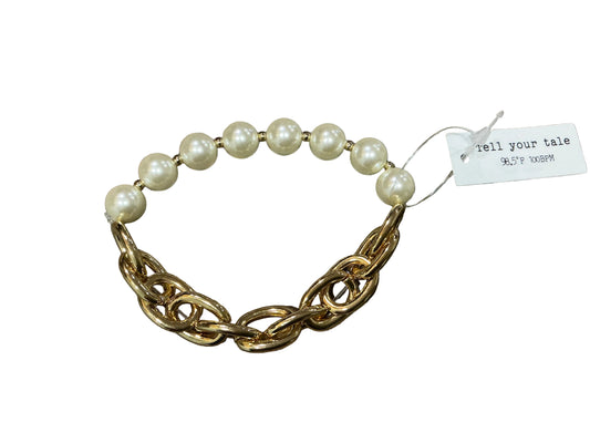 GOLDEN CHAIN AND LARGE PEARLS BEADS BRACELET