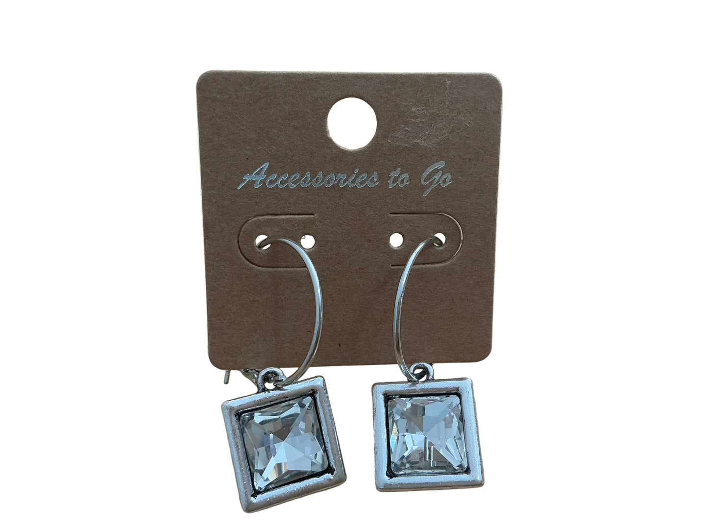 Prism Square Silver Hoop Earrings