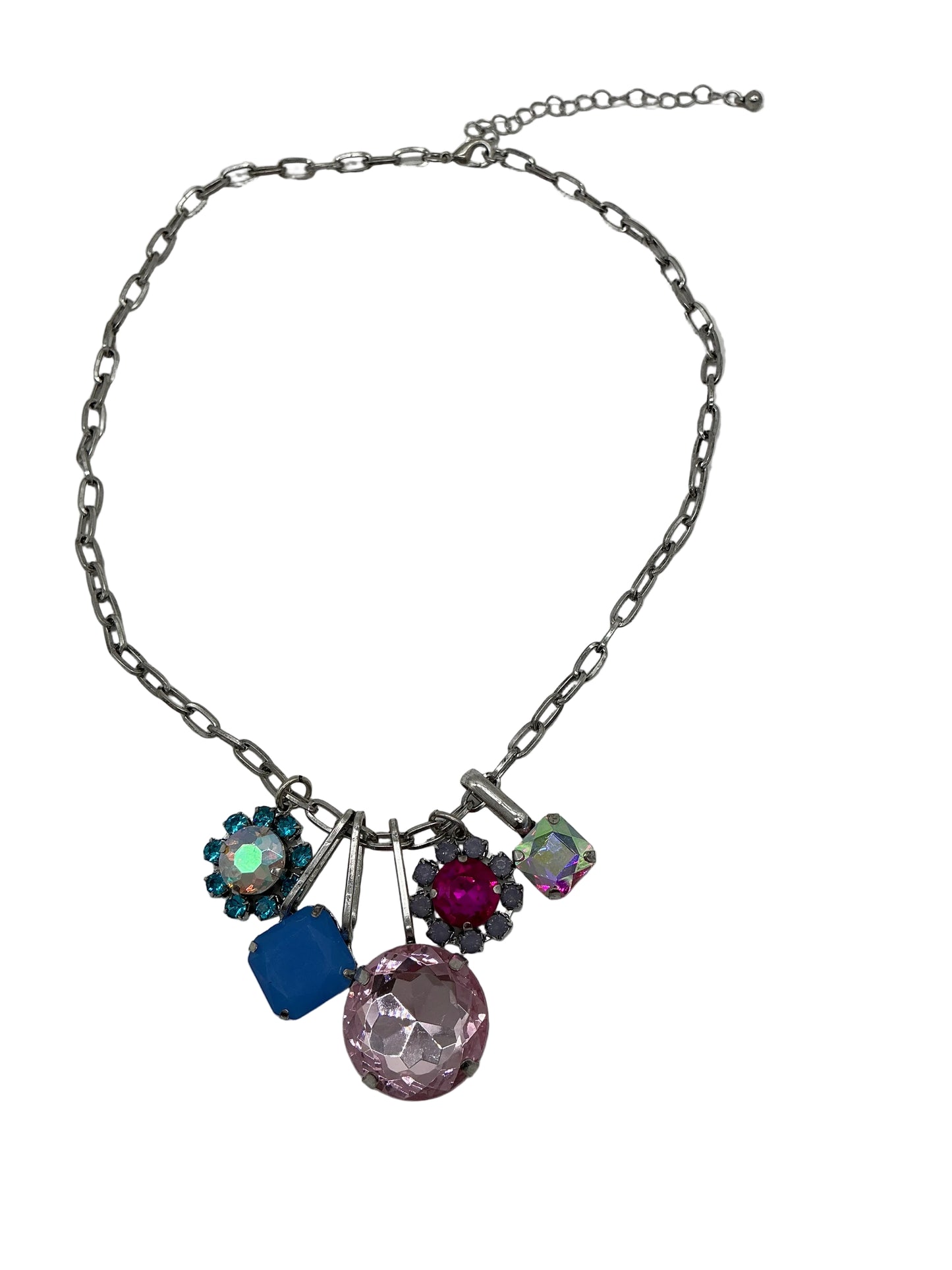 MULTI RHINESTONE CHARM NECKLACE