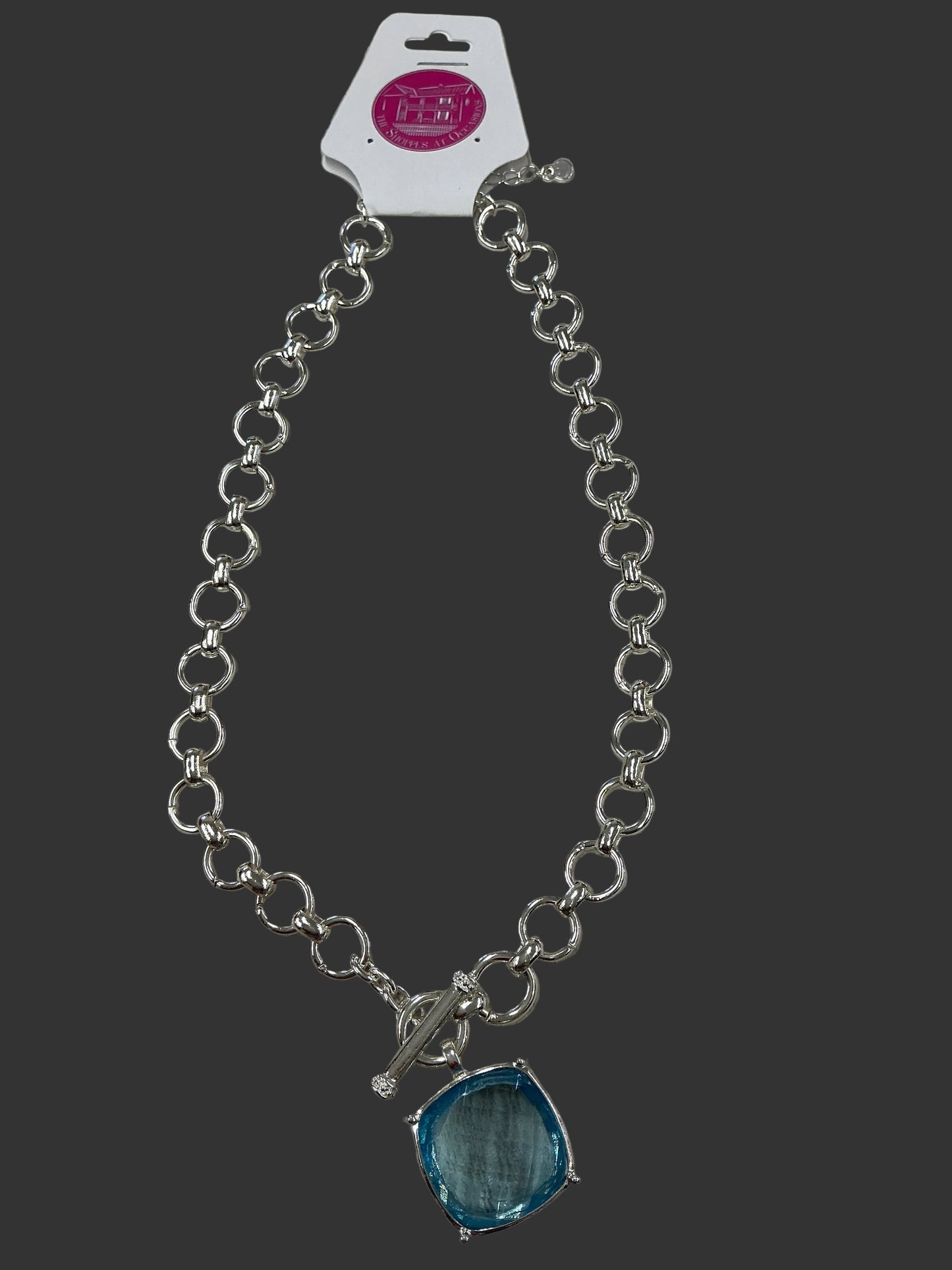 SILVER/AQUA CHAIN NCK(NE83829