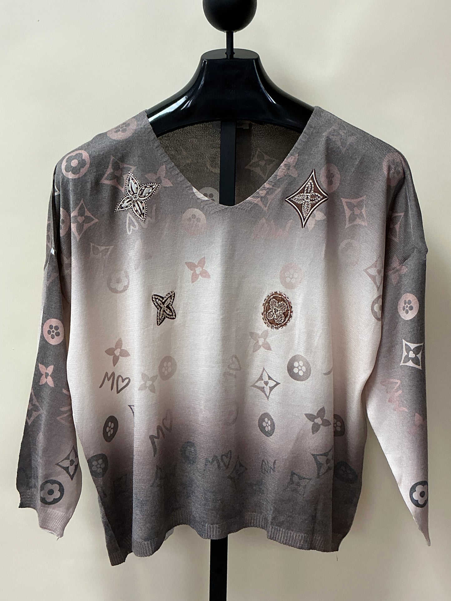 PRINT SWEATERS  TAUPE/BEIGE