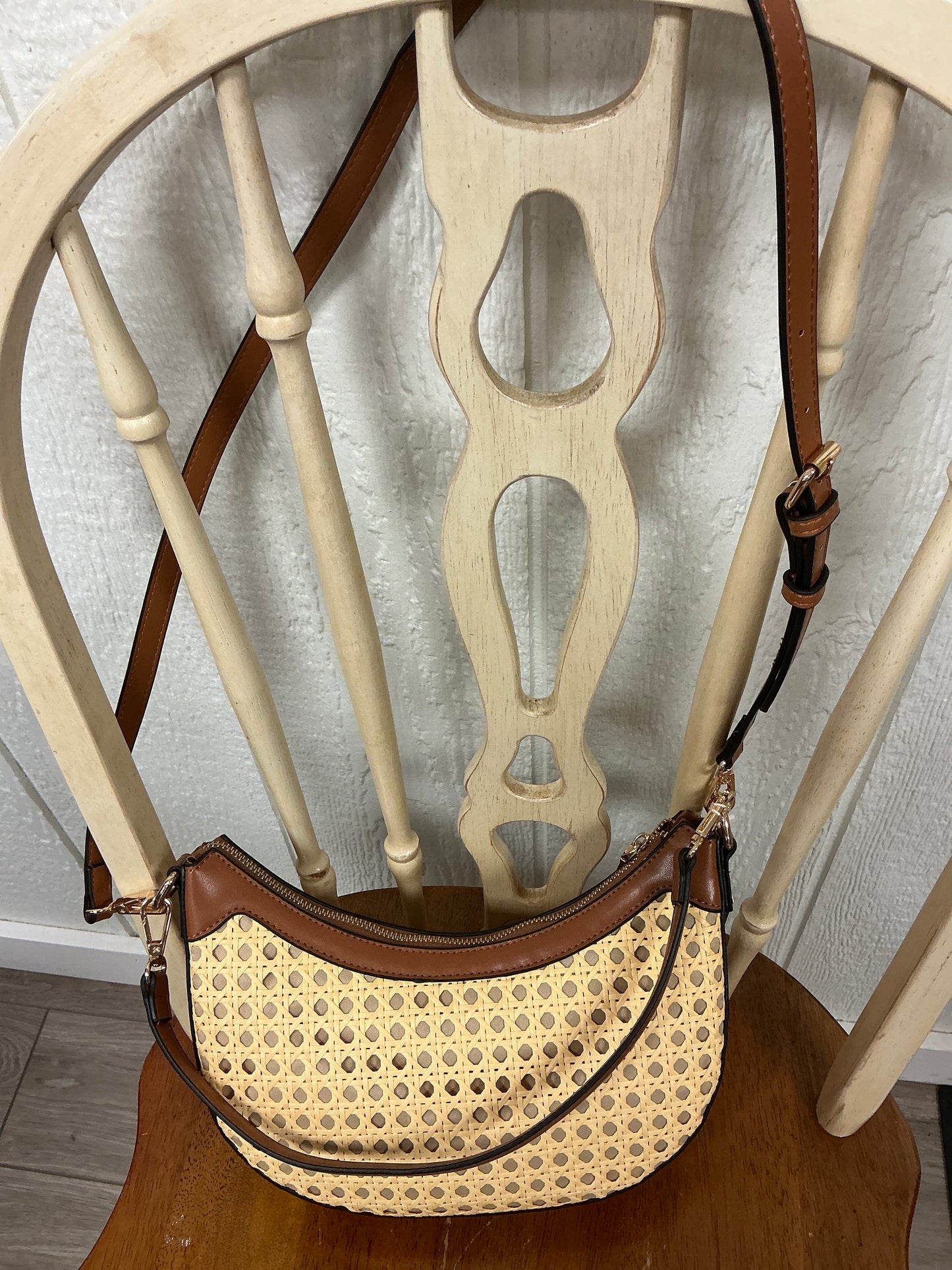 DAISY HALF-MOON RATTAN CROSSBODY