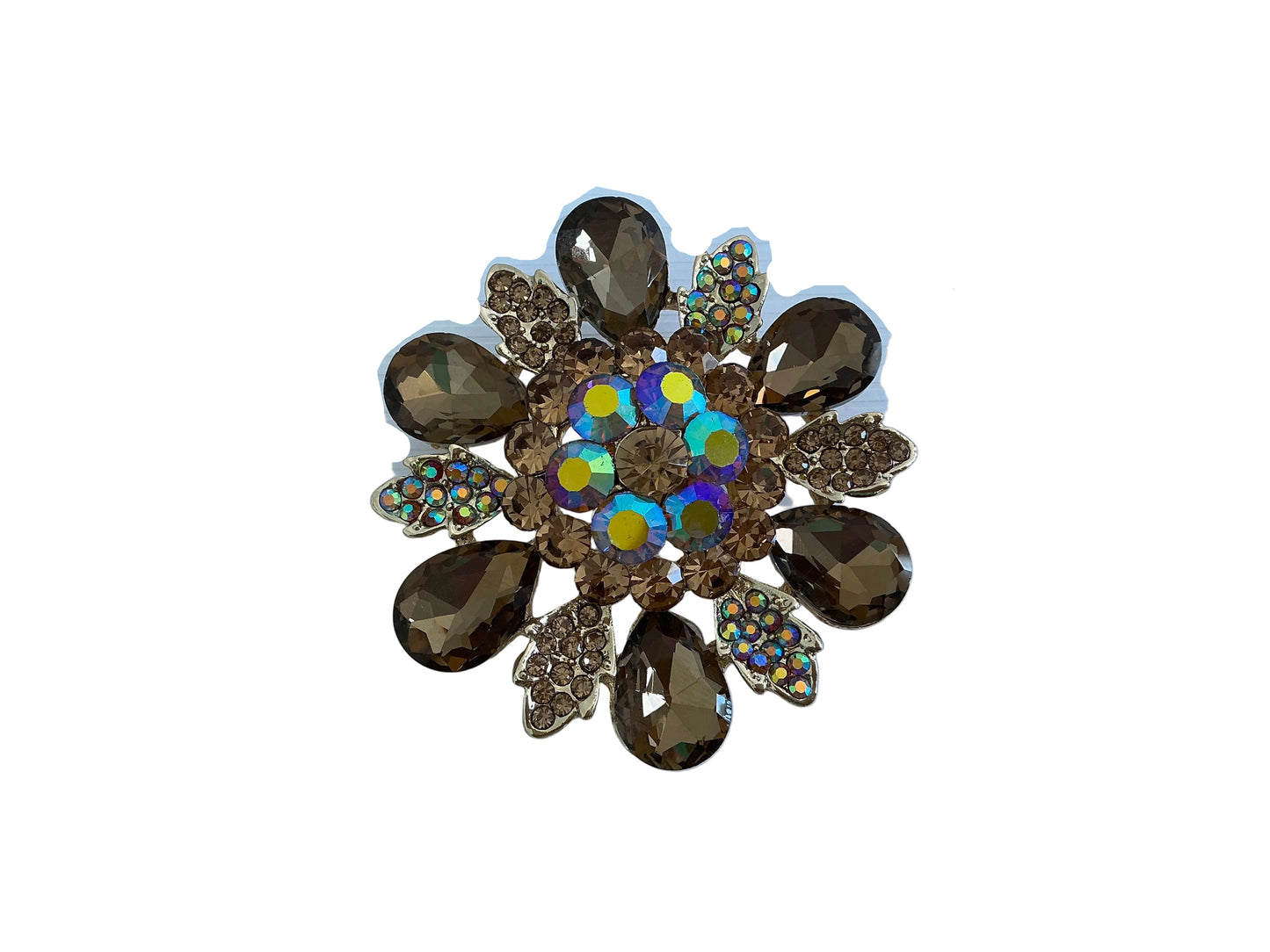 Floral Glass Stone Pin Brooch