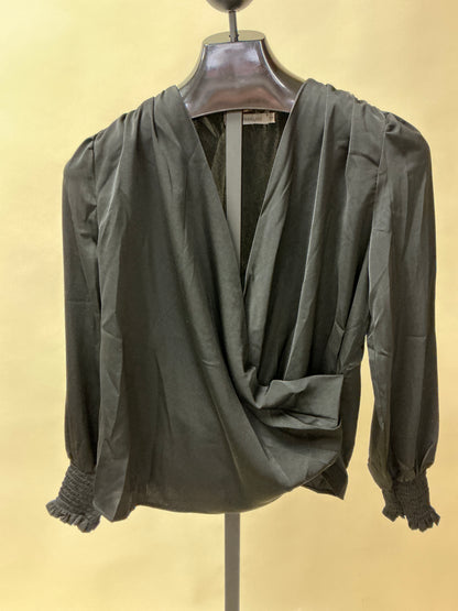 CROSSOVER LONG SILK BLOUSE(2050517
