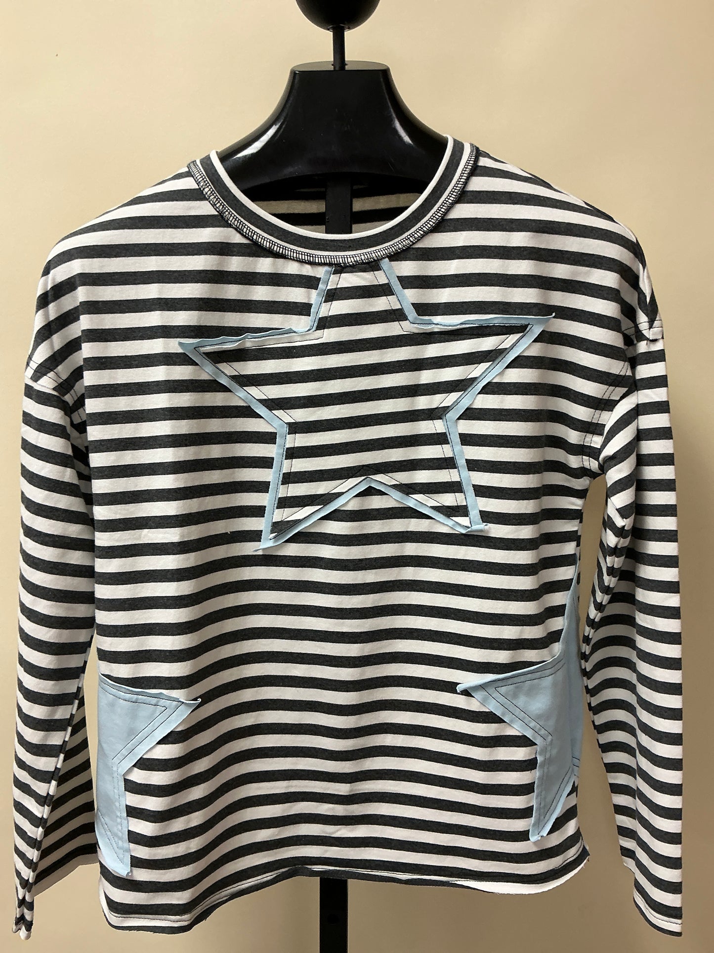 Grey Stripe Star Pullover