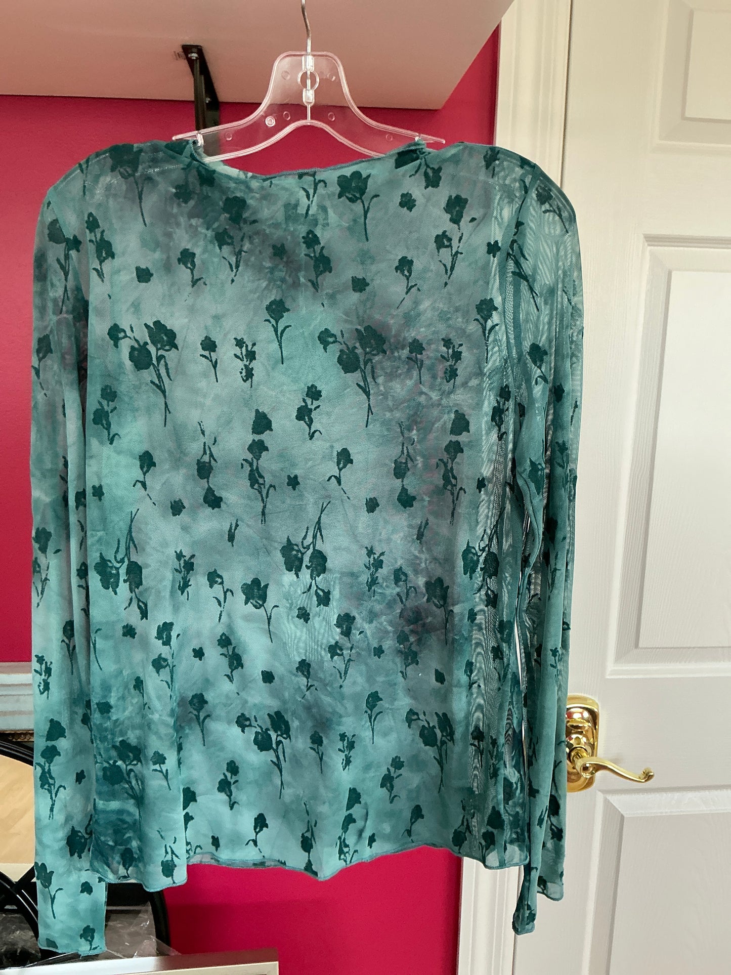 Teal Mesh Layering Sheer Top