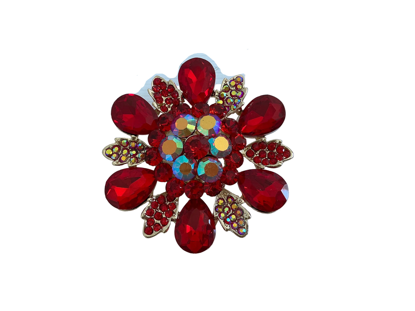 Floral Glass Stone Pin Brooch