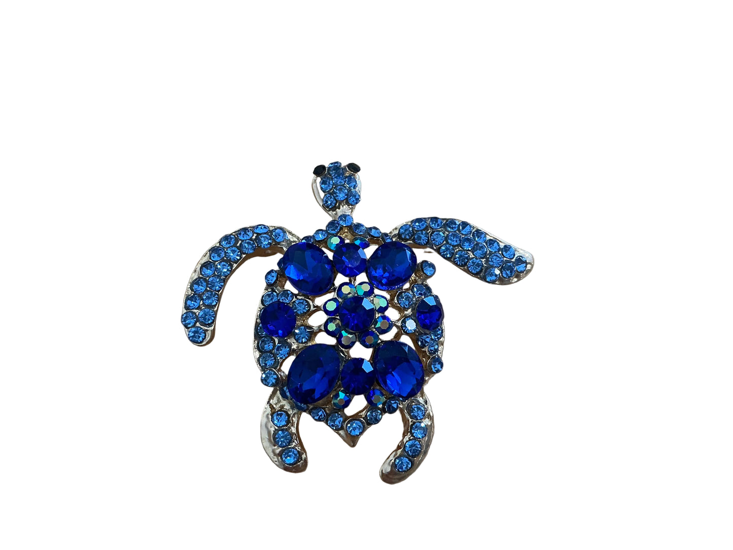 Sparkling Blue Rhinestone Turtle Brooch/Charm