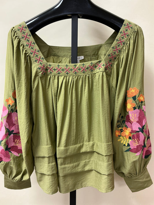 Light Olive Square Neck Blouse