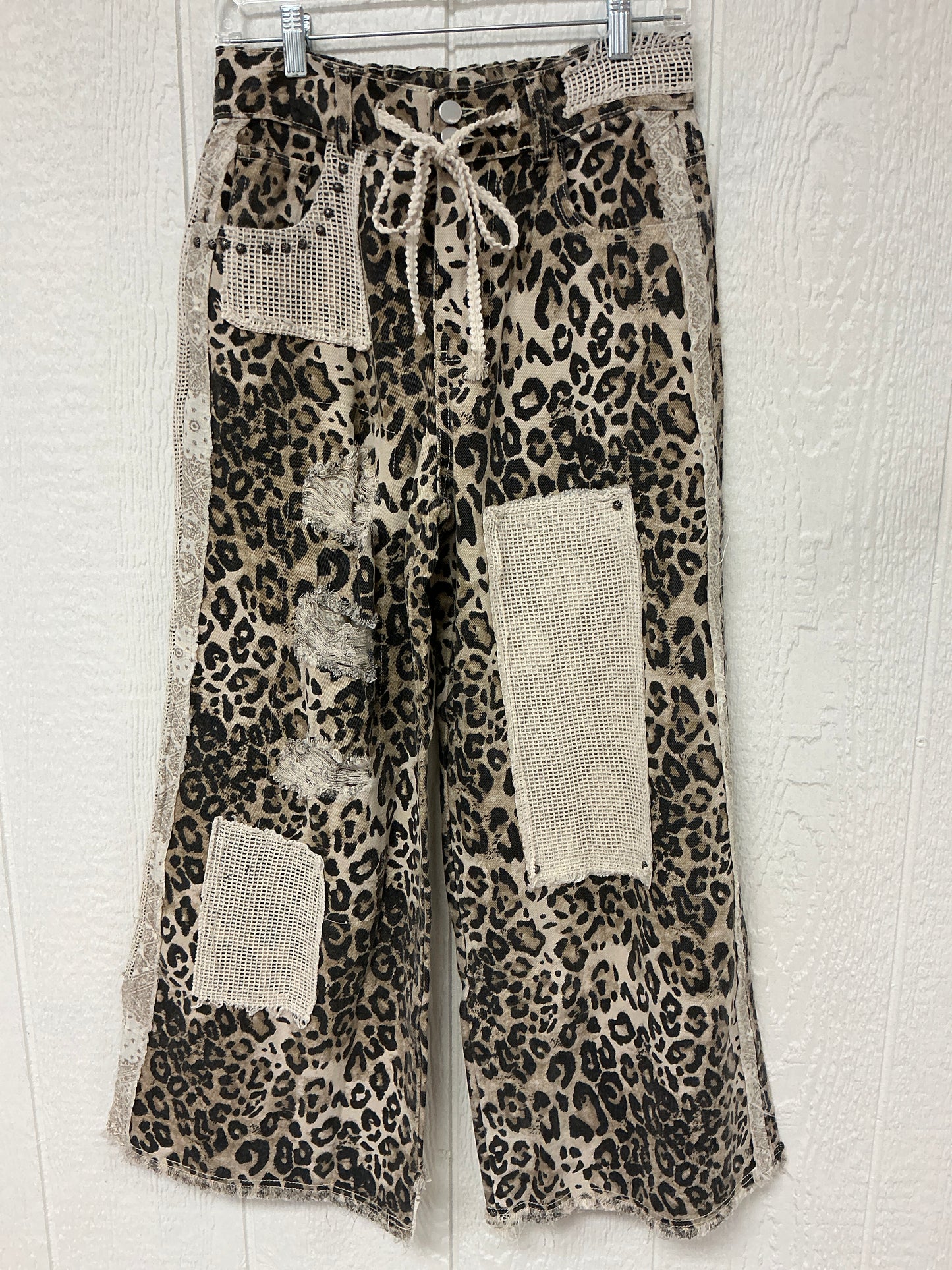 Cheetah Denim Stud Detail Pants
