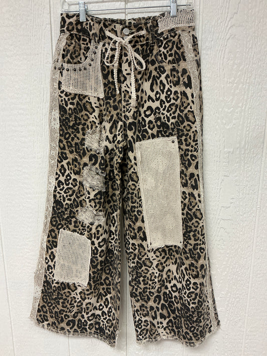 Cheetah Denim Stud Detail Pants