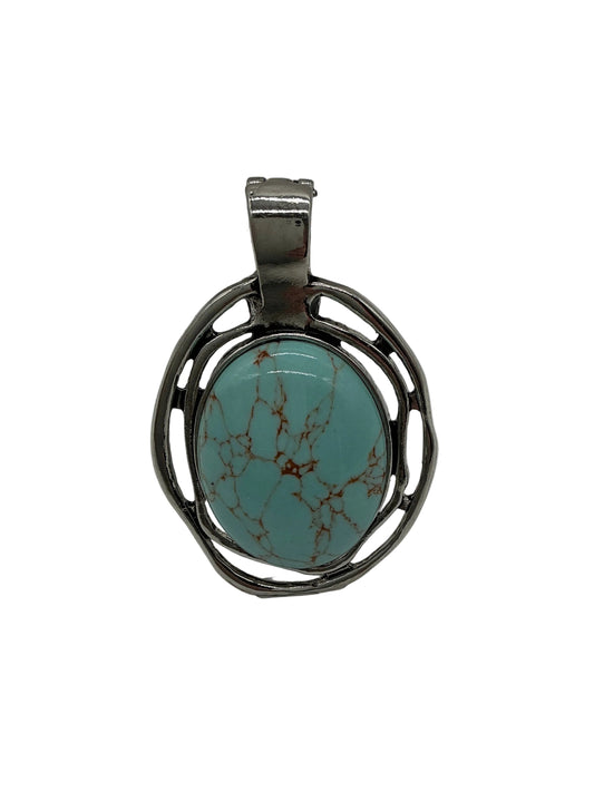 LARGE TURQUOISE & SILVER PENDANT