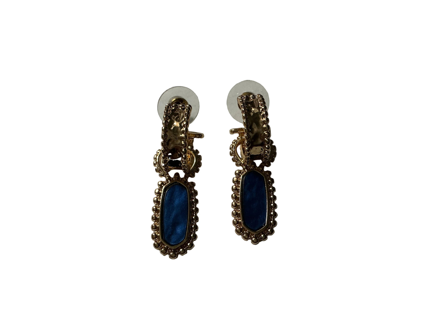 Hammered Gold with Navy Earring