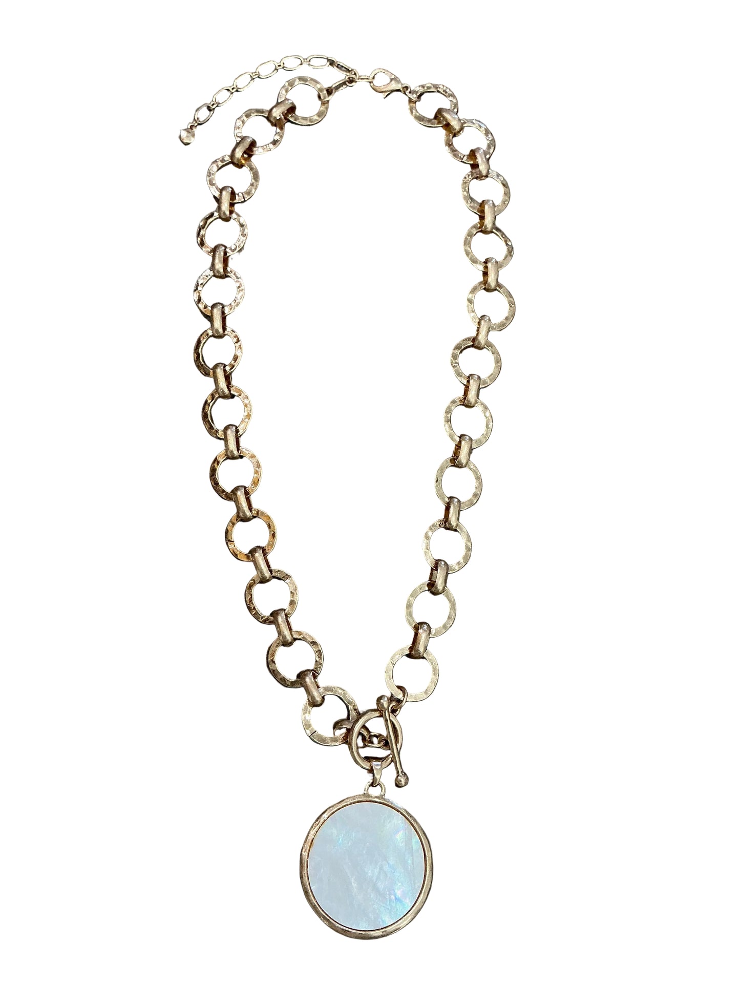 GILDED RADIANCE-CHUNKY RING CHAIN NECKLACE W/SPARKLY CRYSTAL