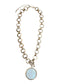 GILDED RADIANCE-CHUNKY RING CHAIN NECKLACE W/SPARKLY CRYSTAL