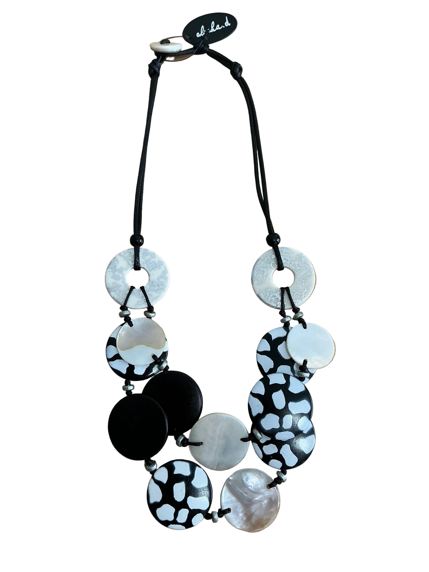 Monochrome Mosaic Resin Statement Necklace