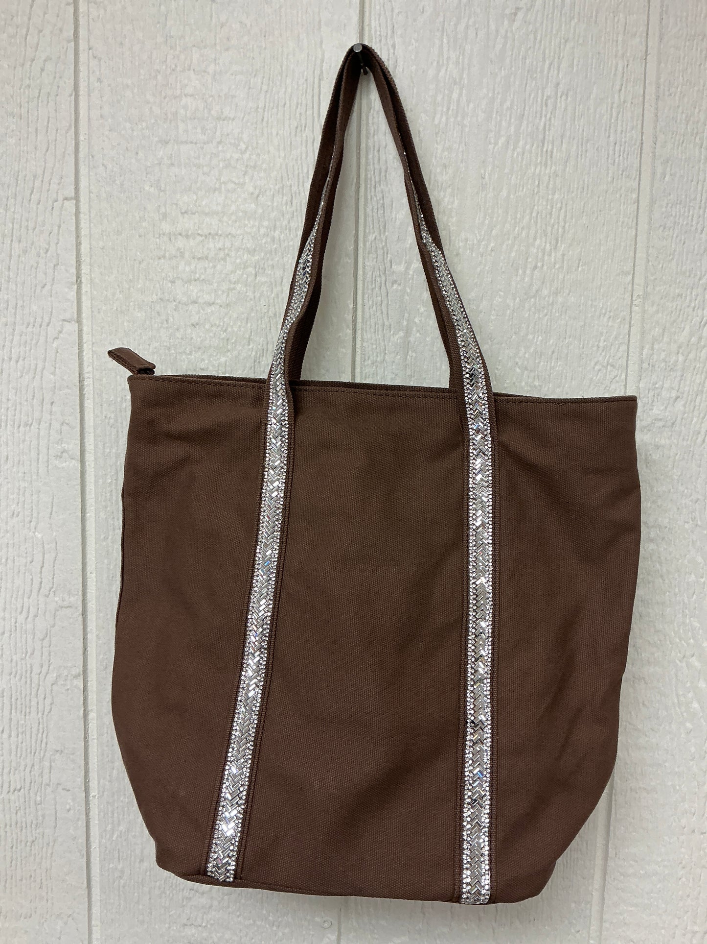 RHINESTONE CANVAS TOTE BAG