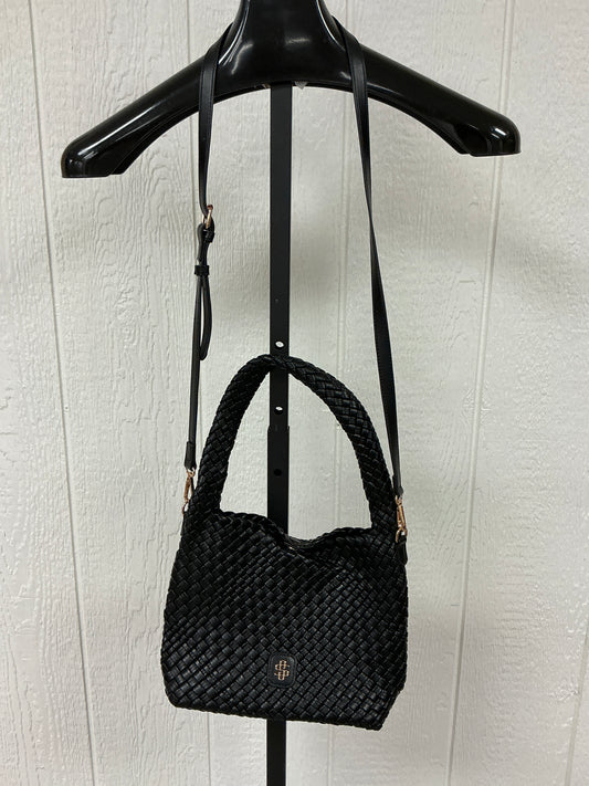 BLACK WEAVED LEATHER BAG