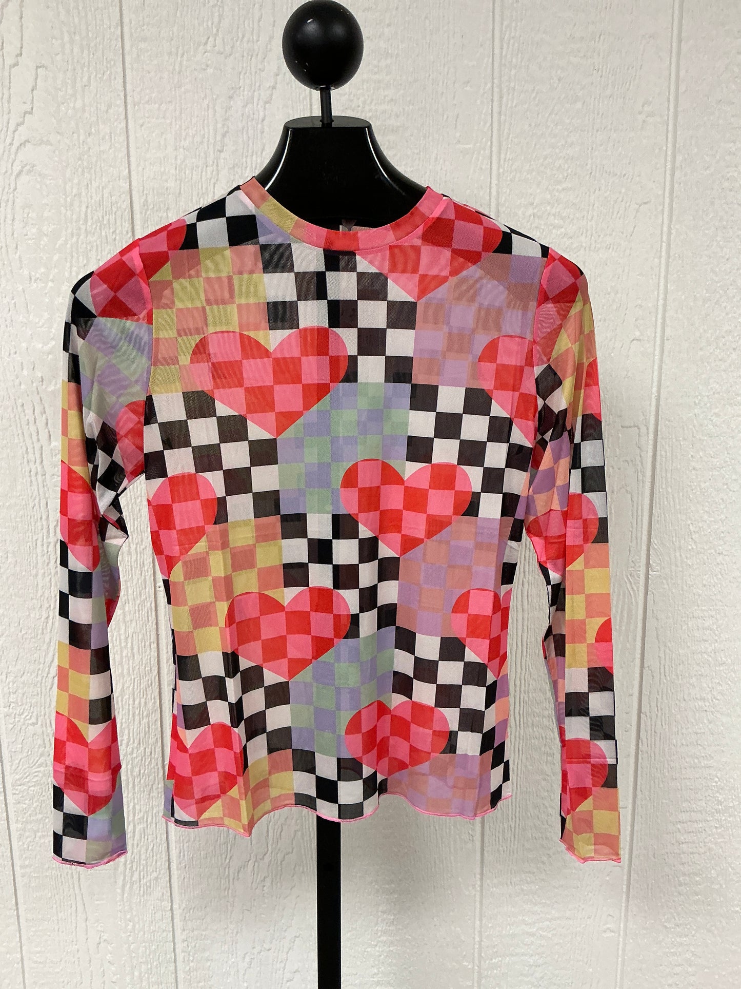 Red & Black Checkered Mesh Top