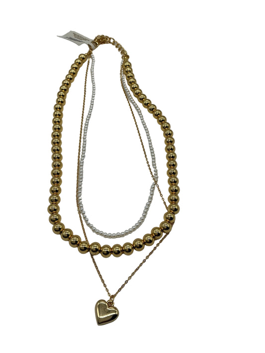 Golden Pearl Heart Necklace