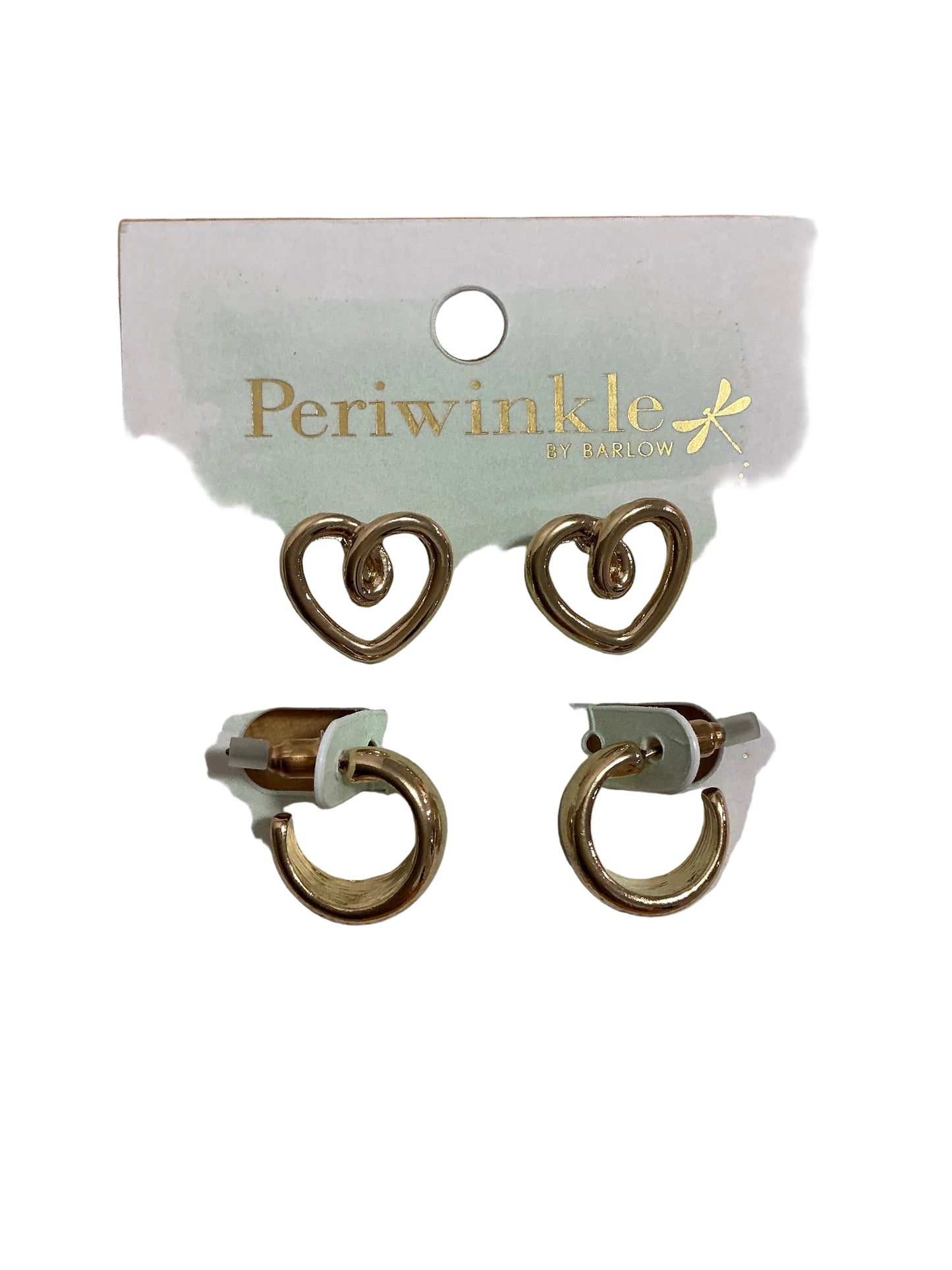 Duo Gold Hoop and Heart Earrings