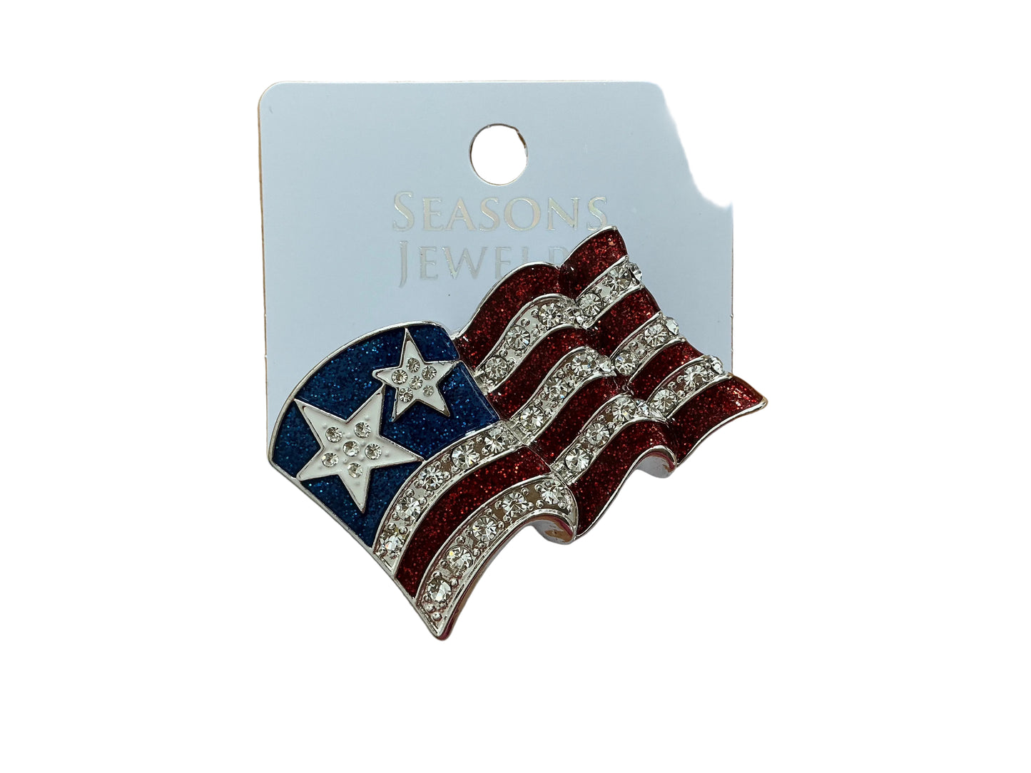 CRYSTAL WAVING FLAG PIN/PENDANT